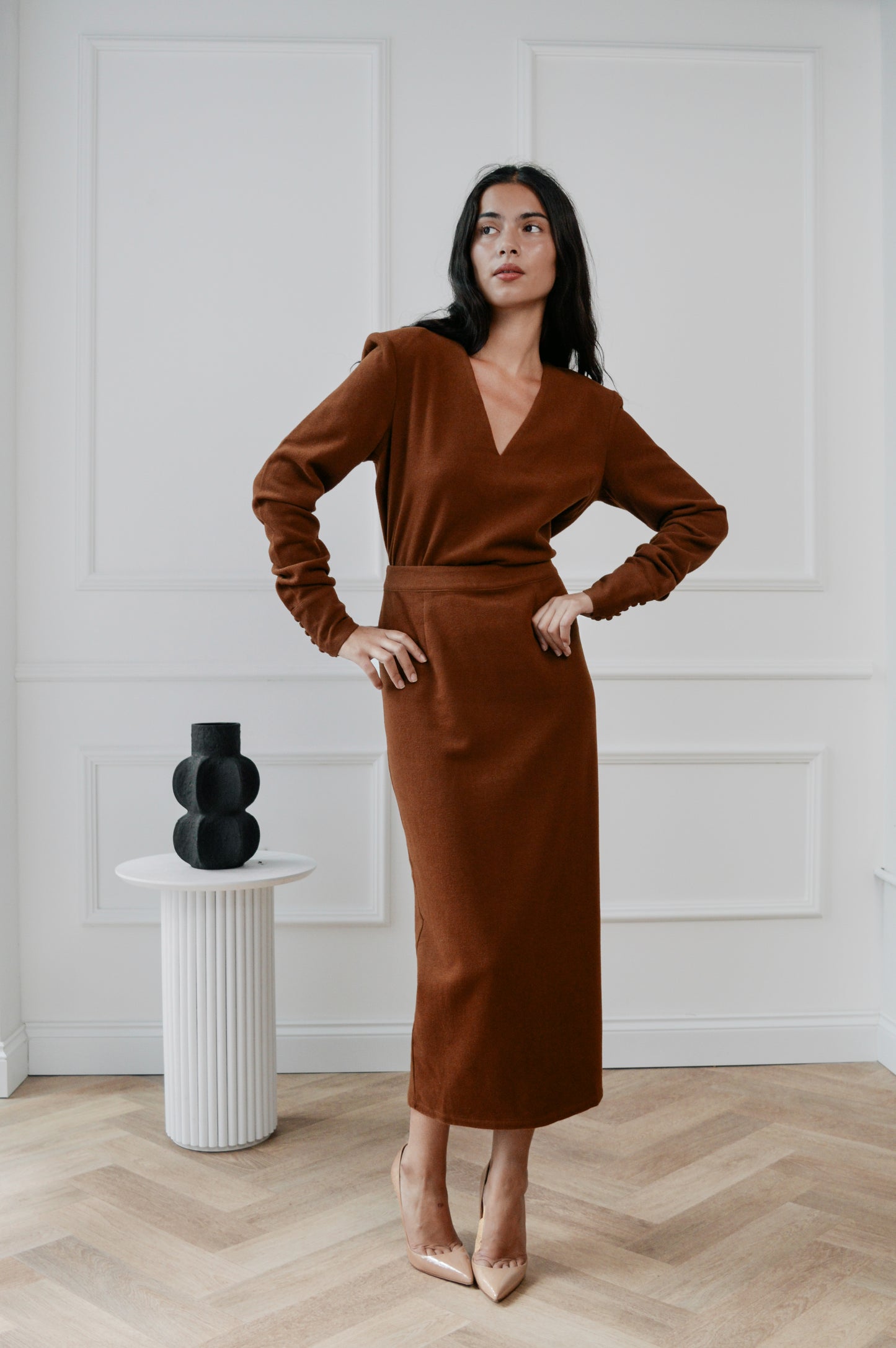 Sienna Midi Skirt - Chestnut