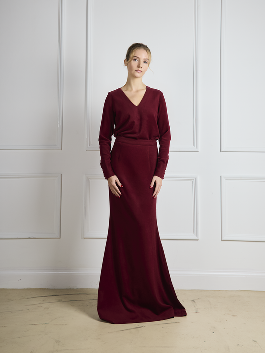 Sienna Maxi Skirt - Cherry