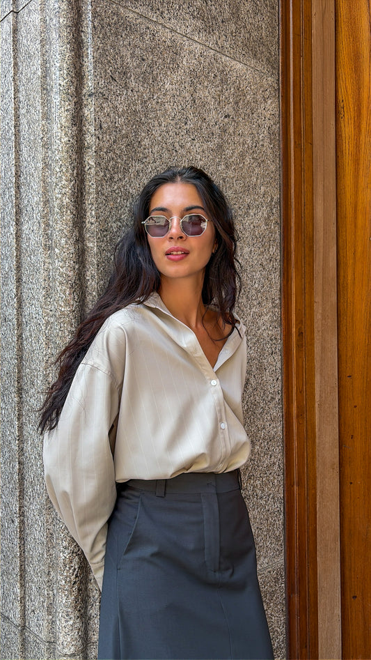 Zoe Shirt - Beige Striped