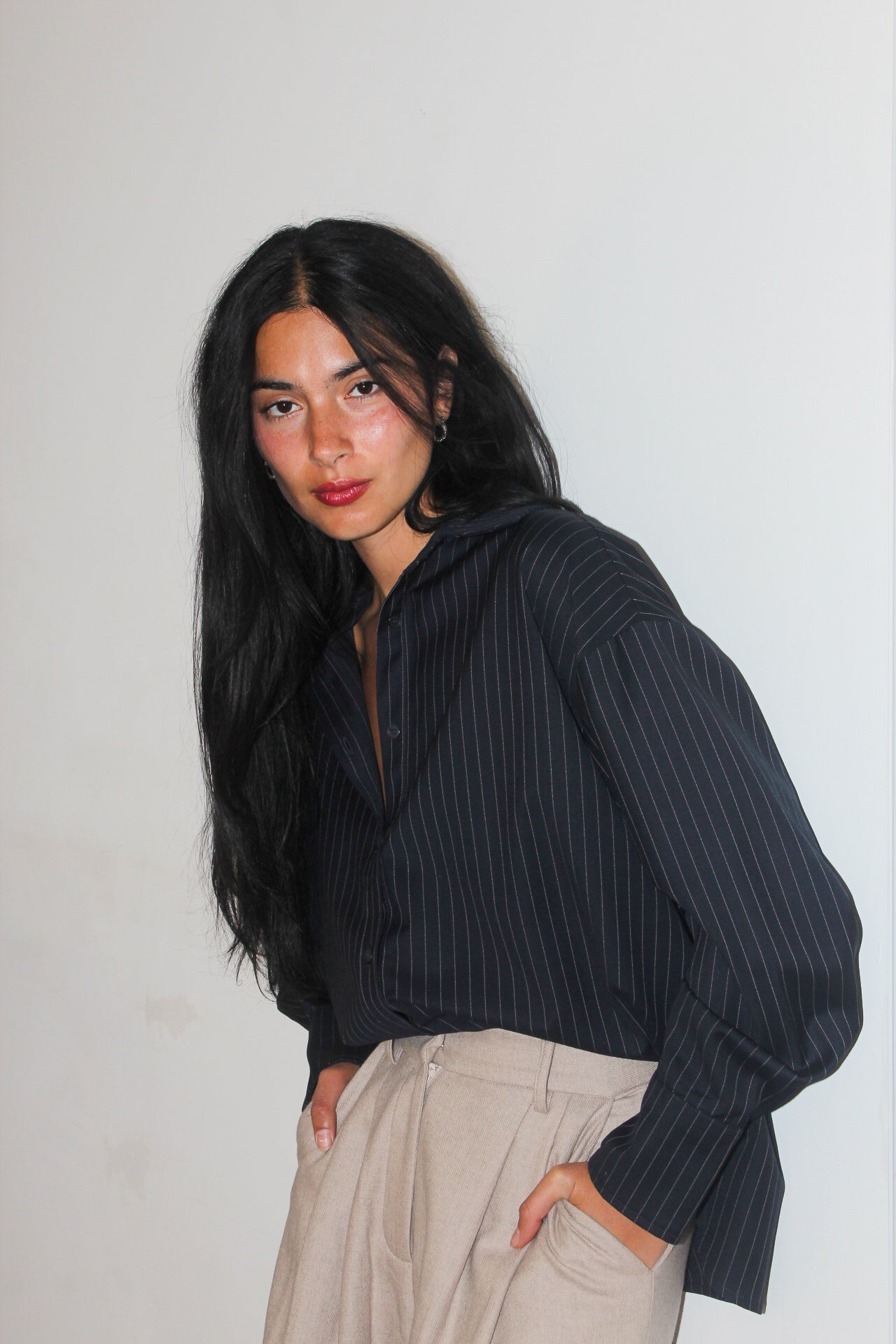 Zoe Shirt - Navy Striped