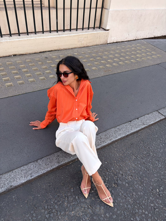 Zoe Shirt - Orange Striped