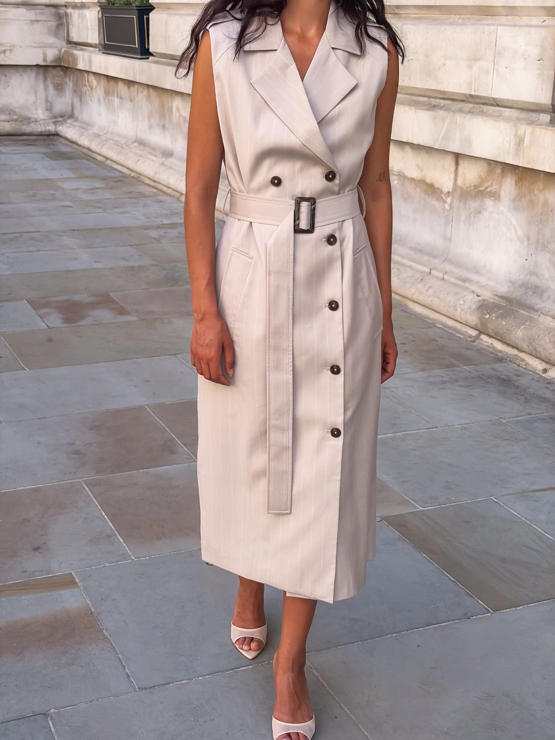 beige trench dress Sasha