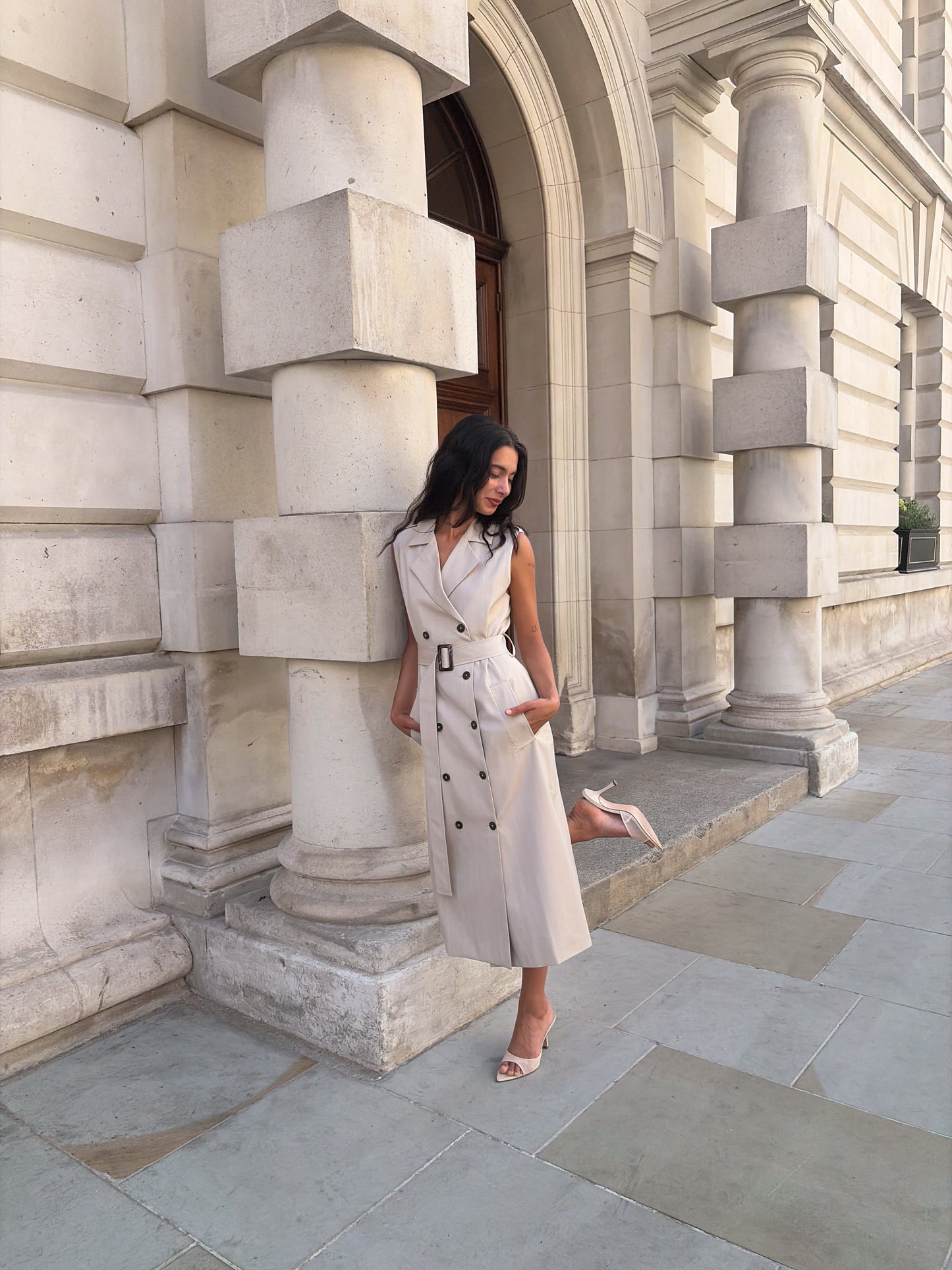 Sylvia Trench Dress - Beige